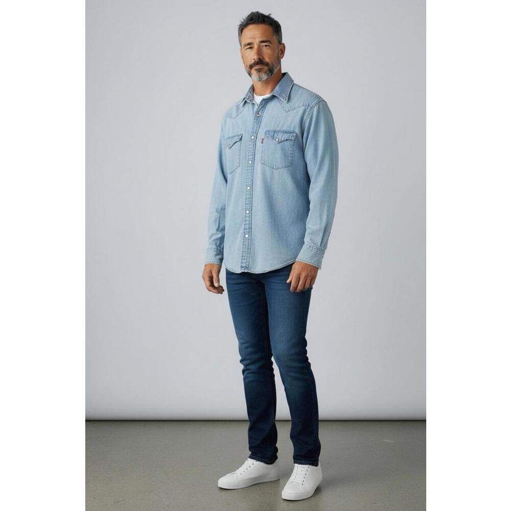 Levi’s‎ Men’s Denim Button Down Long Sleeve Shirt Size Large